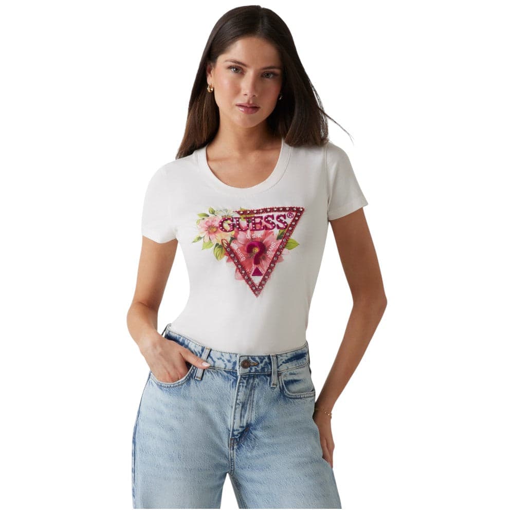 Guess t-shirt bianco crema W5GI10 J1314 G012 T-shirt Guess