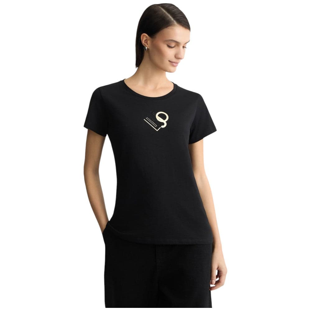 Liu Jo t-shirt nera logo con strass TA5170JS923 M9121 T-shirt Liu Jo