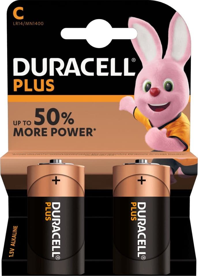 (1-Confezione)-Duracellplus-Batterie-2pz-Mezza-Torcia-Lr14-Mn14