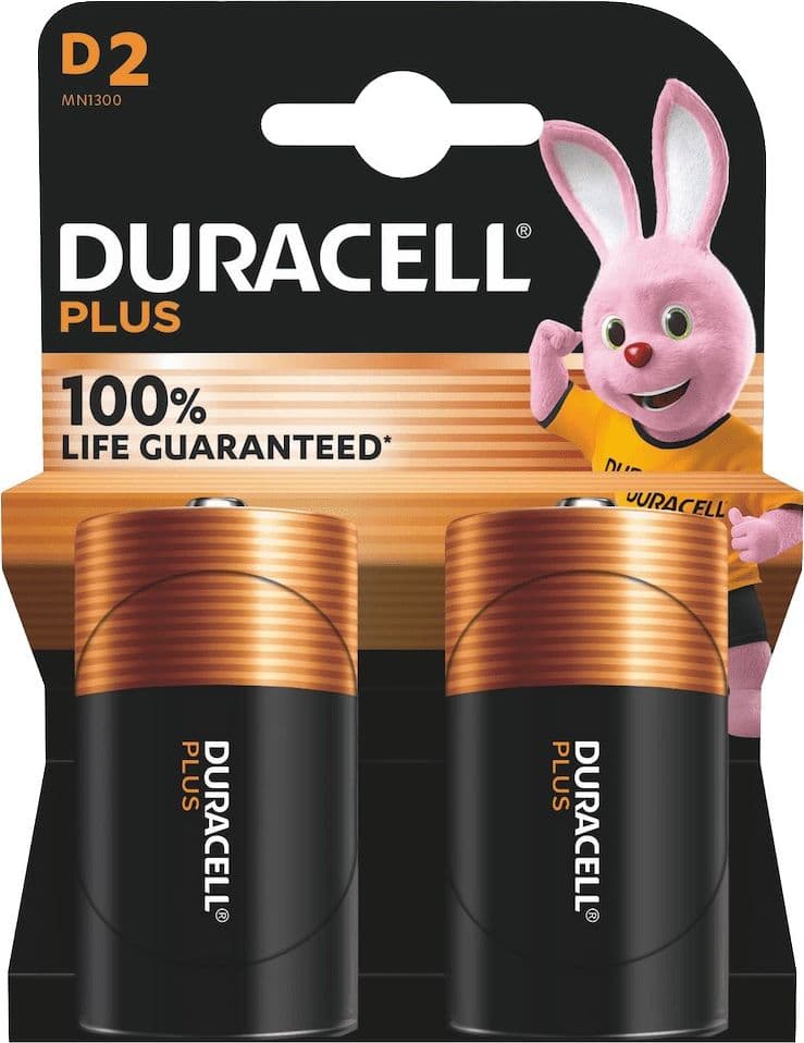 (1 CONFEZIONE) DURACELLPLUS BATTERIE 2PZ TORCIA LR20 MN1300 D A