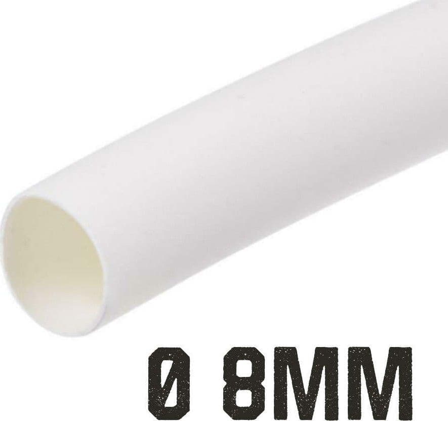 1-Metro-Tubo-Guaina-Termore-stringente-Diametro-8mm-Colore-Bianco-Zorei