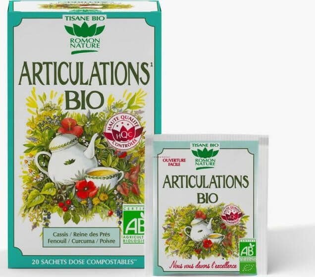 1 scatola di 20 bustine di infusi biologici per le articolazioni con ribes nero , regina dei prati e curcuma trova naturalmente conforto per le articolazioni con il nostro infuso organico per articolazioni!