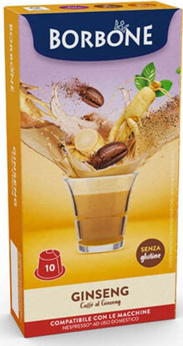 10-Capsule-Compatibili-Nespresso,-Caffè-al-Ginseng-Solubile,-Caffè-Borbone