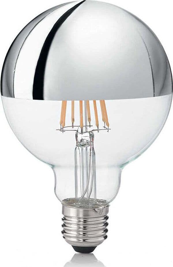 10-Lampadine-Led-Globo-D95-E27-8-Watt-3000-K-520-Lm-Trasparente-Cromo