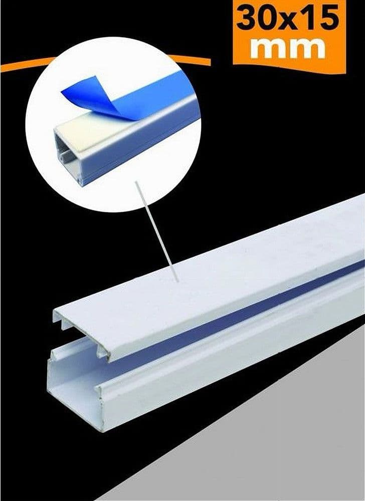10 PZ PROFILI CANALINA PASSACAVI CON BIADESIVO IN PVC COLORE BIANCO 2 MT 30X15MM in Canaline fili elettrici Trade Shop italia - Napoli, commercioVirtuoso.it