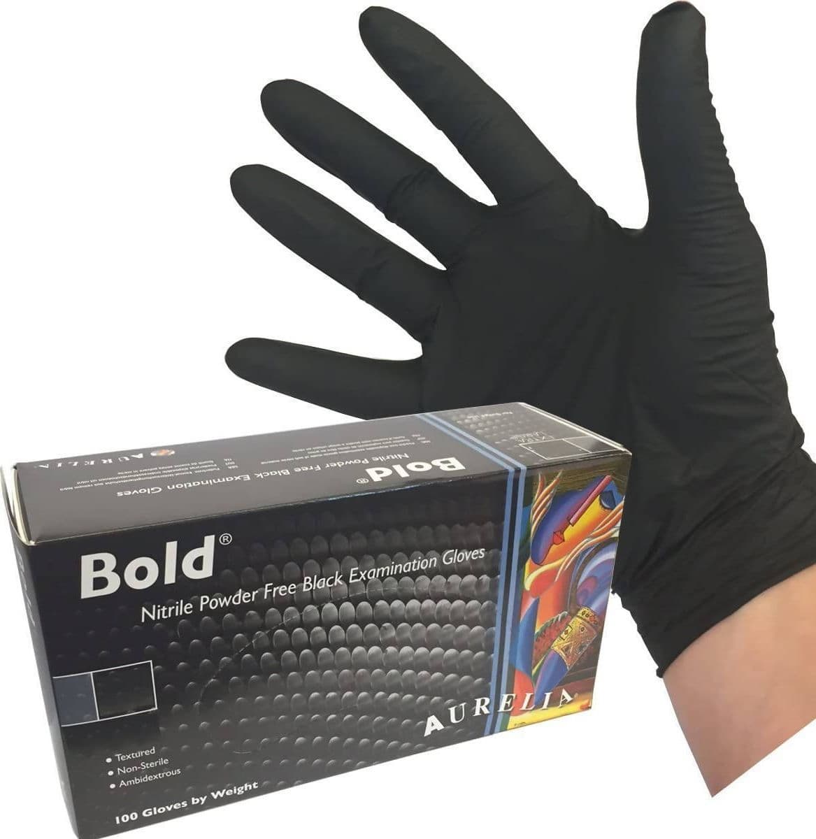 100 Guanti In Nitrile Aurelia Bold Neri Guanto Nero Senza Polvere 5mil Latex Free Ambidestro Aurelia Gloves in Monouso Dresswork - Como, commercioVirtuoso.it