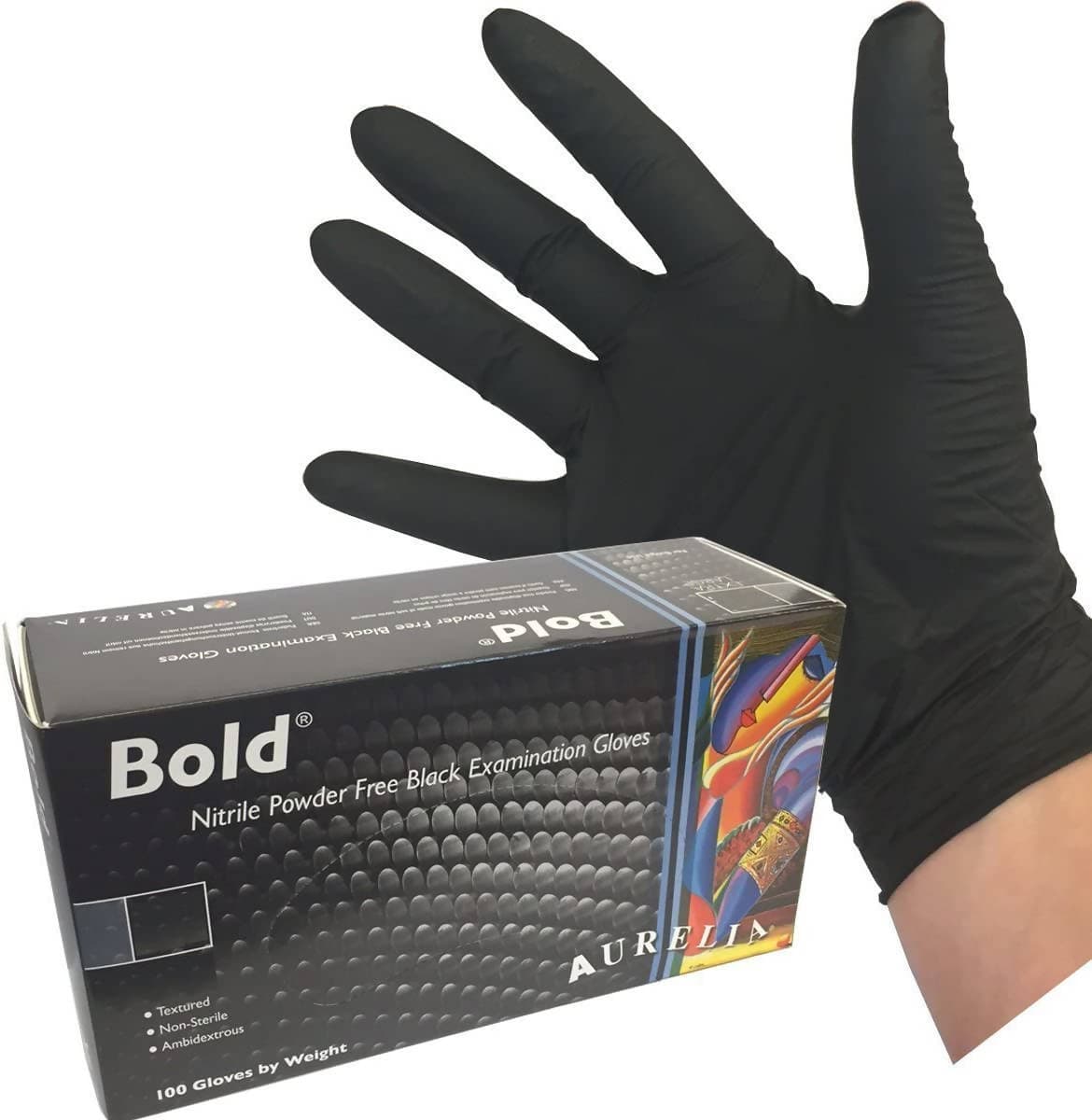 100 Guanti In Nitrile Aurelia Bold Neri Guanto Nero Senza Polvere 5mil Latex Free Ambidestro Aurelia Gloves in Monouso Dresswork - Como, commercioVirtuoso.it