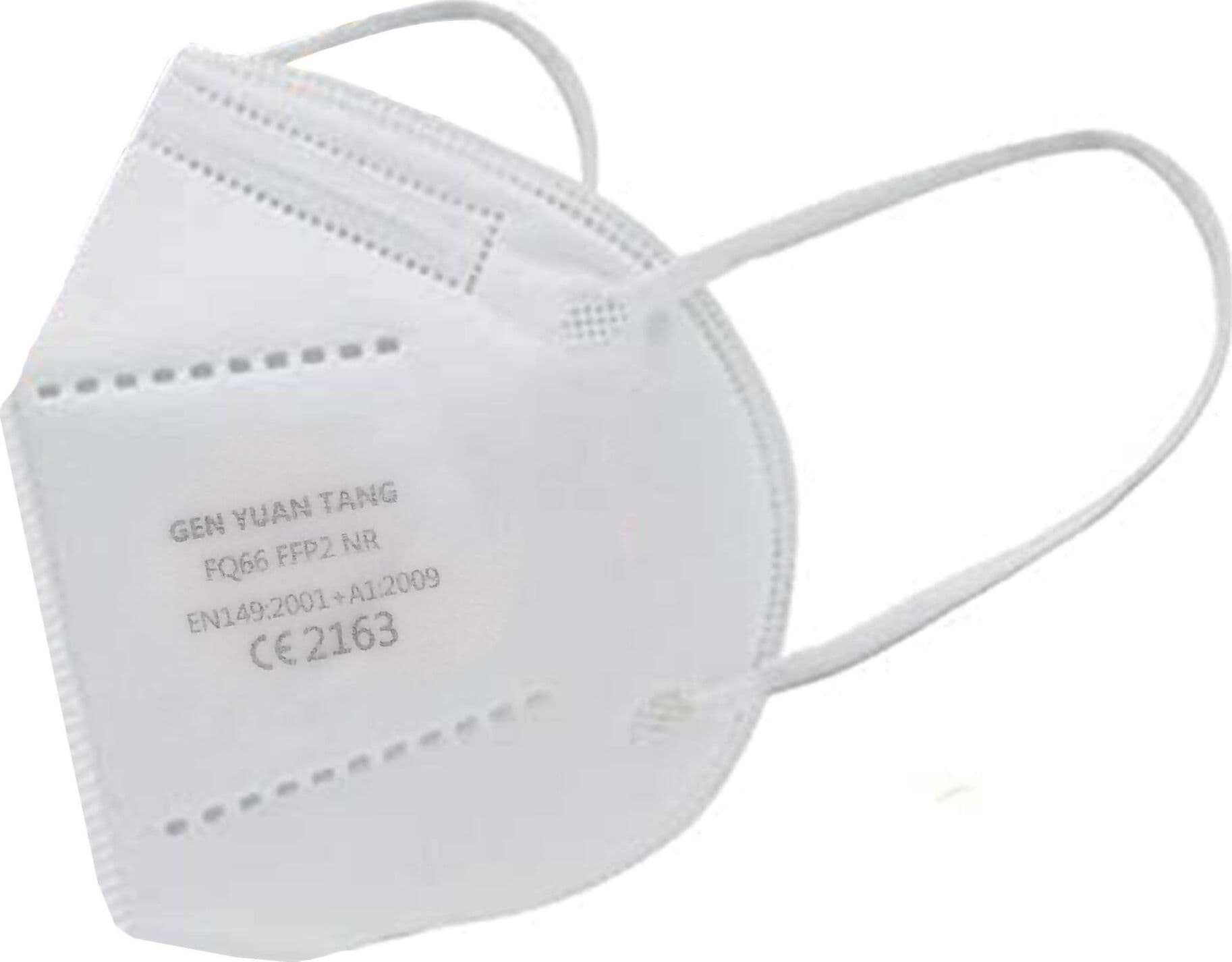 100X Mascherina FFP2 NR Bianche Certificate CE2163 Mascherine Zhejiang Gen Yuan Tang Medical Technology Certificazione CE2163- DPI | bfe ≥95% | Imbustate Singolarmente in Mascherine a coppa Dresswork - Como, commercioVirtuoso.it