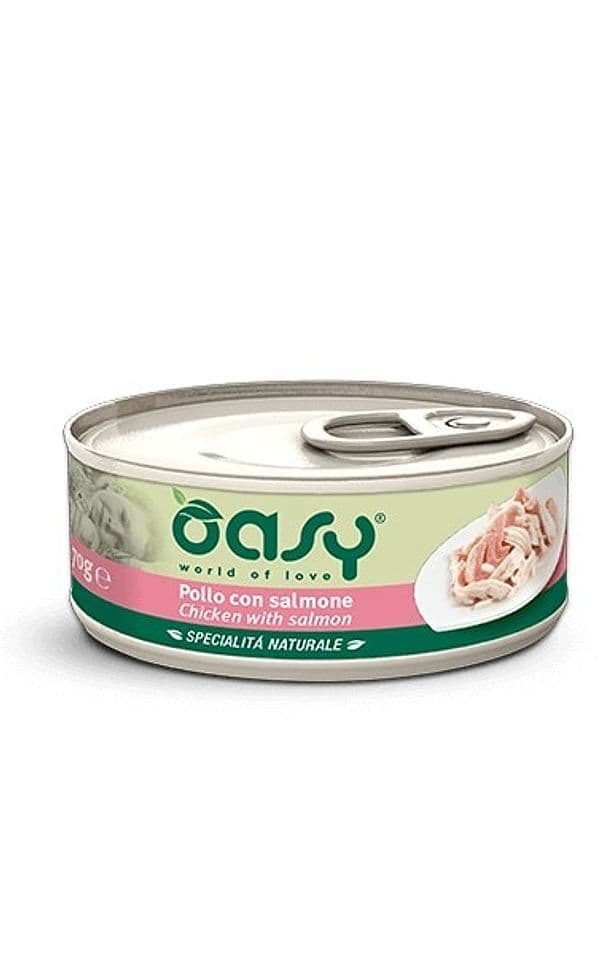 Oasy Gatti Specialità Naturale Pollo con Salmone Scatoletta 70gr in Umido 101 Market - Poggibonsi, commercioVirtuoso.it