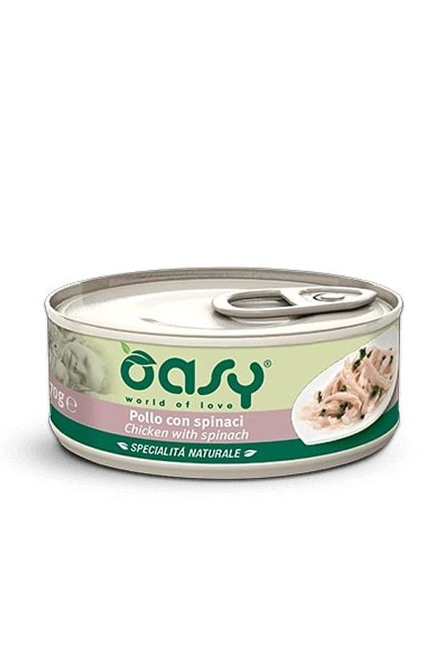 Oasy Gatti Specialità Naturale Pollo con Spinaci Scatoletta 70gr in Umido 101 Market - Poggibonsi, commercioVirtuoso.it