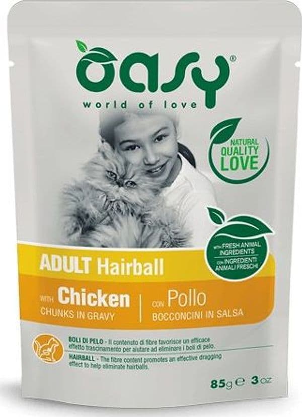 Oasy Adult Hairball Bocconcini in Salsa Gatti Pollo Busta 85gr in Umido 101 Market - Poggibonsi, commercioVirtuoso.it