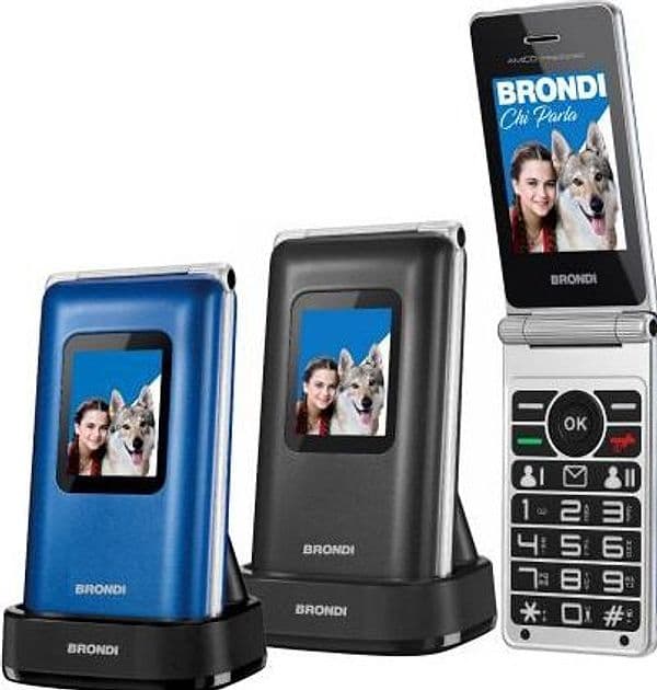 telefono gsm brondi amico prezioso blu clamshell dual sim quadri band display 2.8 flip attivo e base di ricarica in Cellulari e Smartphone Tropposmart.it - Genova, commercioVirtuoso.it