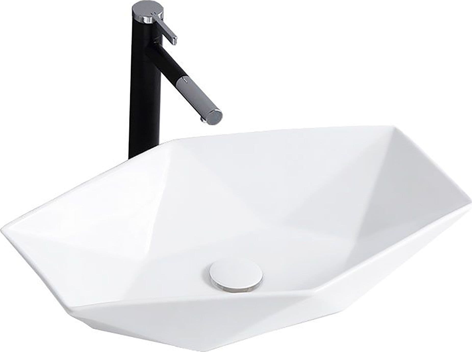 Lavabo bianco esagonale da appoggio bianco 37x57 in Lavabi Mondialshop - Parabiago, commercioVirtuoso.it