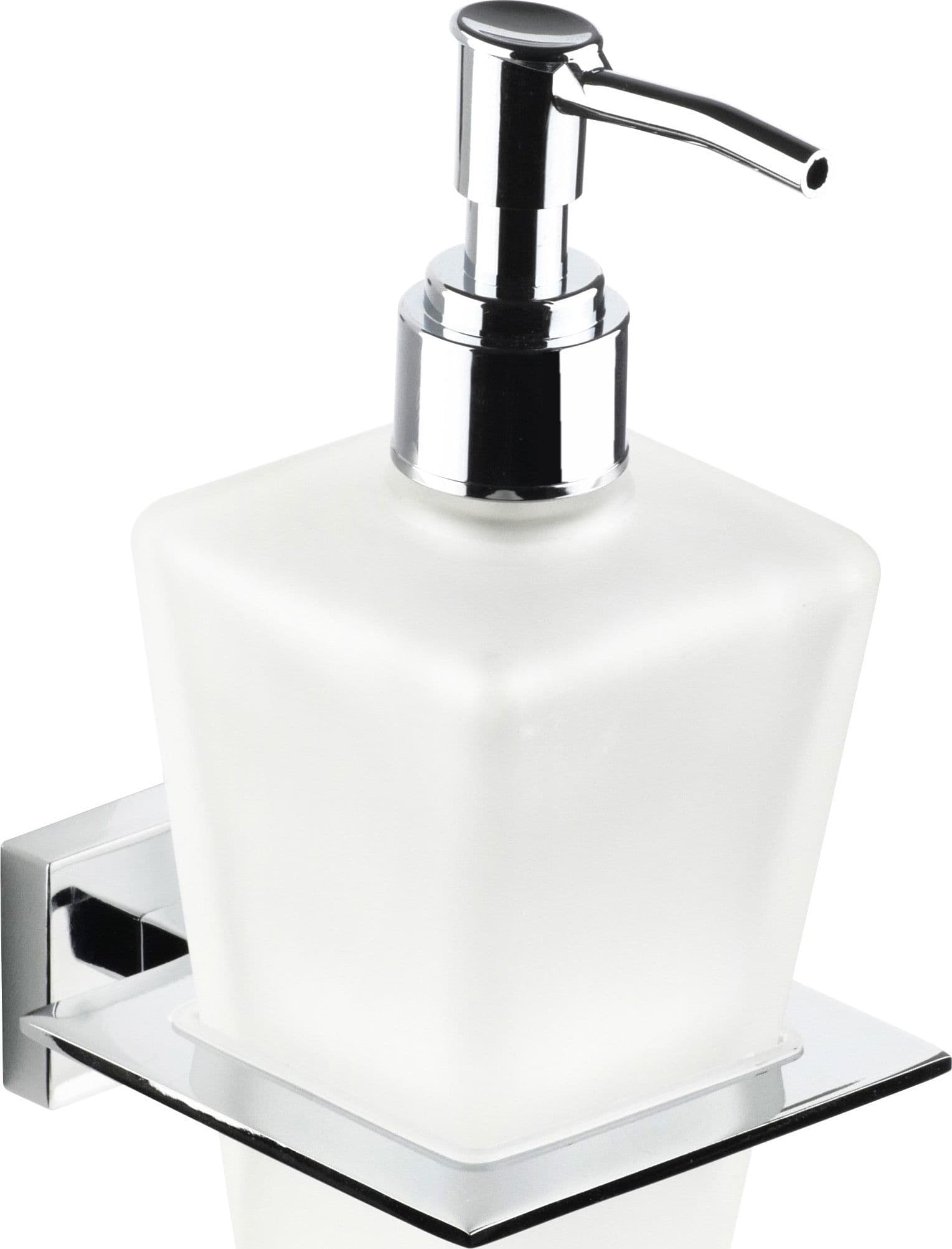 Porta sapone liquido in vetro con finiture cromate quadrato Zurigo in Dosatori per sapone liquido Mondialshop - Parabiago, commercioVirtuoso.it