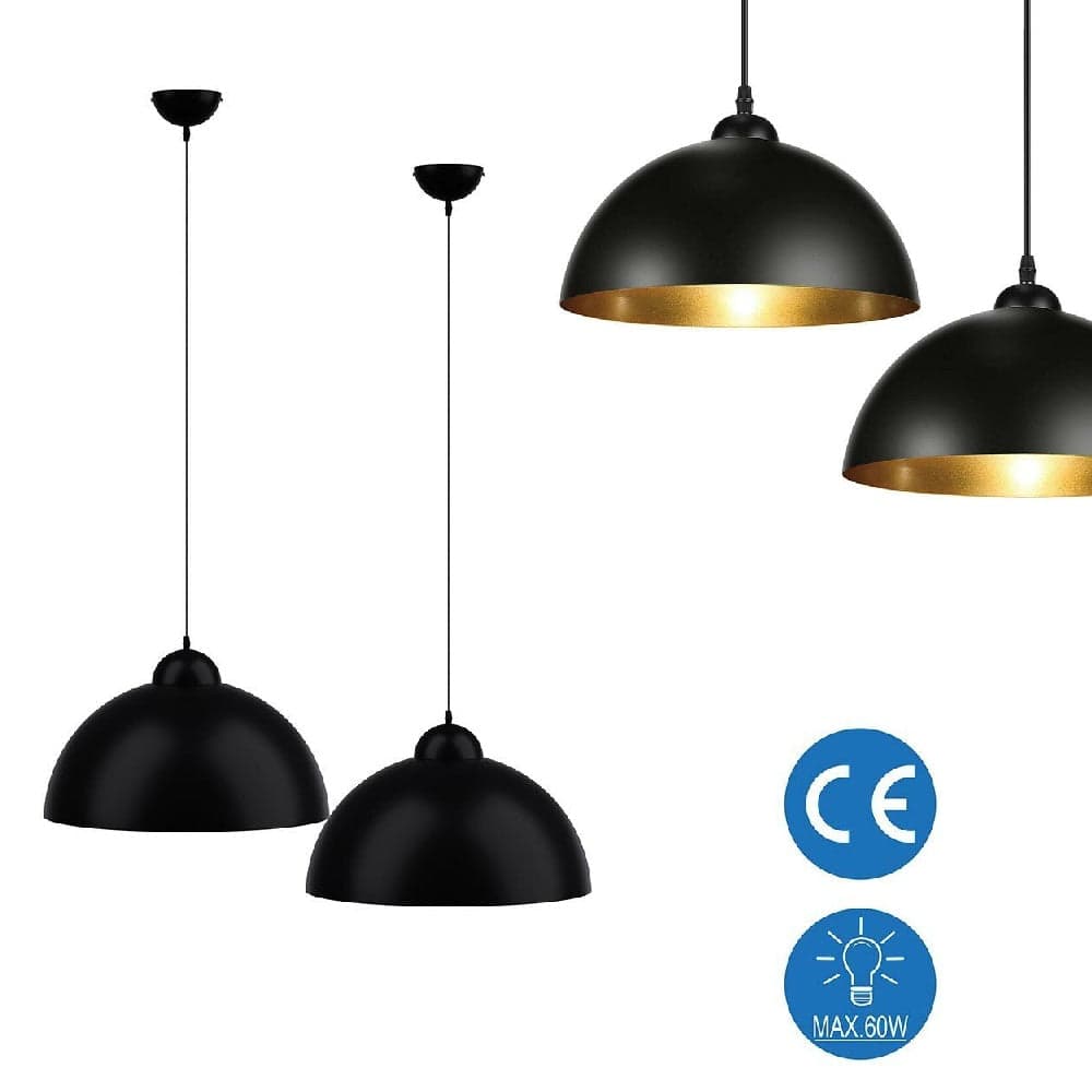 Lampadari Kit 2pz Sospensione Moderna Lampade per Snack Cucina 30cm Nero Oro in Lampade a sospensione Danyx - Casoria, commercioVirtuoso.it