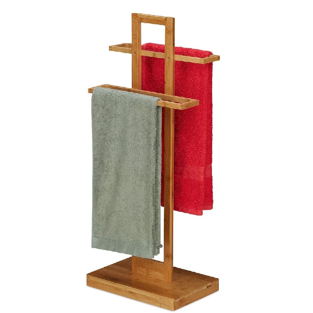 Piantana Porta Asciugamani In Legno di Bambù 2 Braccia H85 cm Colore Naturale in Portasciugamani da terra Danyx - Casoria, commercioVirtuoso.it