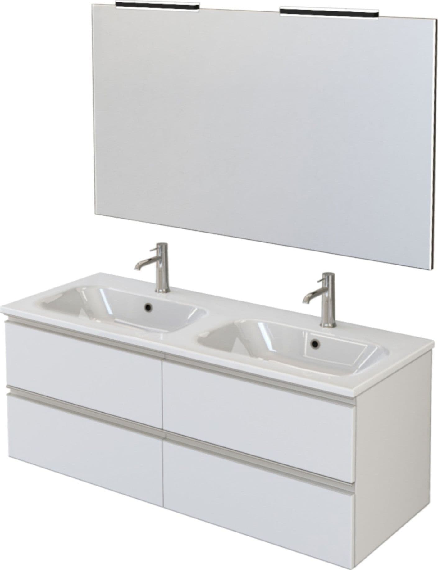 Mobile bagno sospeso 120cm con specchio bianco opaco DUBON in Mobiletti con lavabo Mondialshop - Parabiago, commercioVirtuoso.it