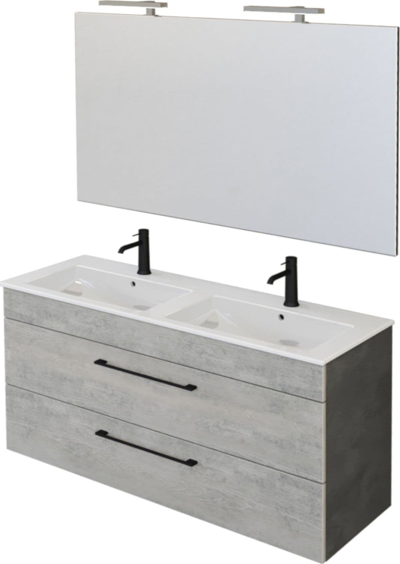 Mobile bagno sospeso 118cm con specchio cemento legno e lava FACILE in Mobiletti con lavabo Mondialshop - Parabiago, commercioVirtuoso.it