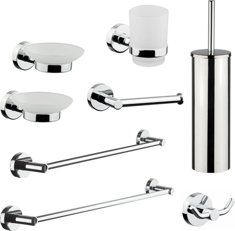 Set accessori da bagno cromati in vetro satinato Venezia in Porta carta igienica Mondialshop - Parabiago, commercioVirtuoso.it