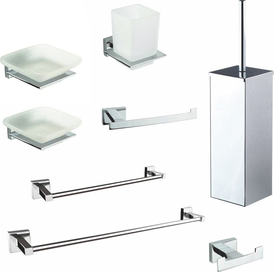 Set accessori da bagno cromati in vetro satinato Zurigo in Set di accessori per il bagno Mondialshop - Parabiago, commercioVirtuoso.it