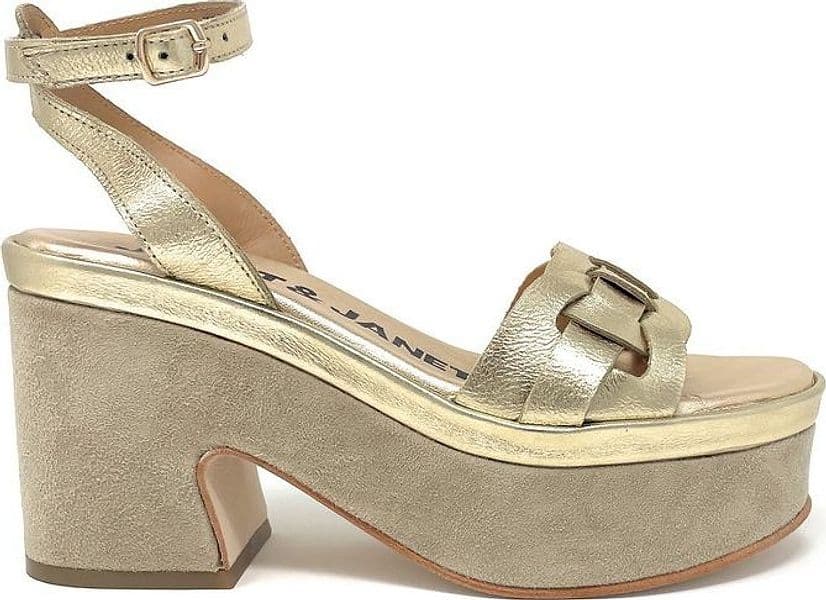 Janet & Janet sandali donna platform in suede gold J 152 in Sandali moda Teresi Calzature - Marsala, commercioVirtuoso.it