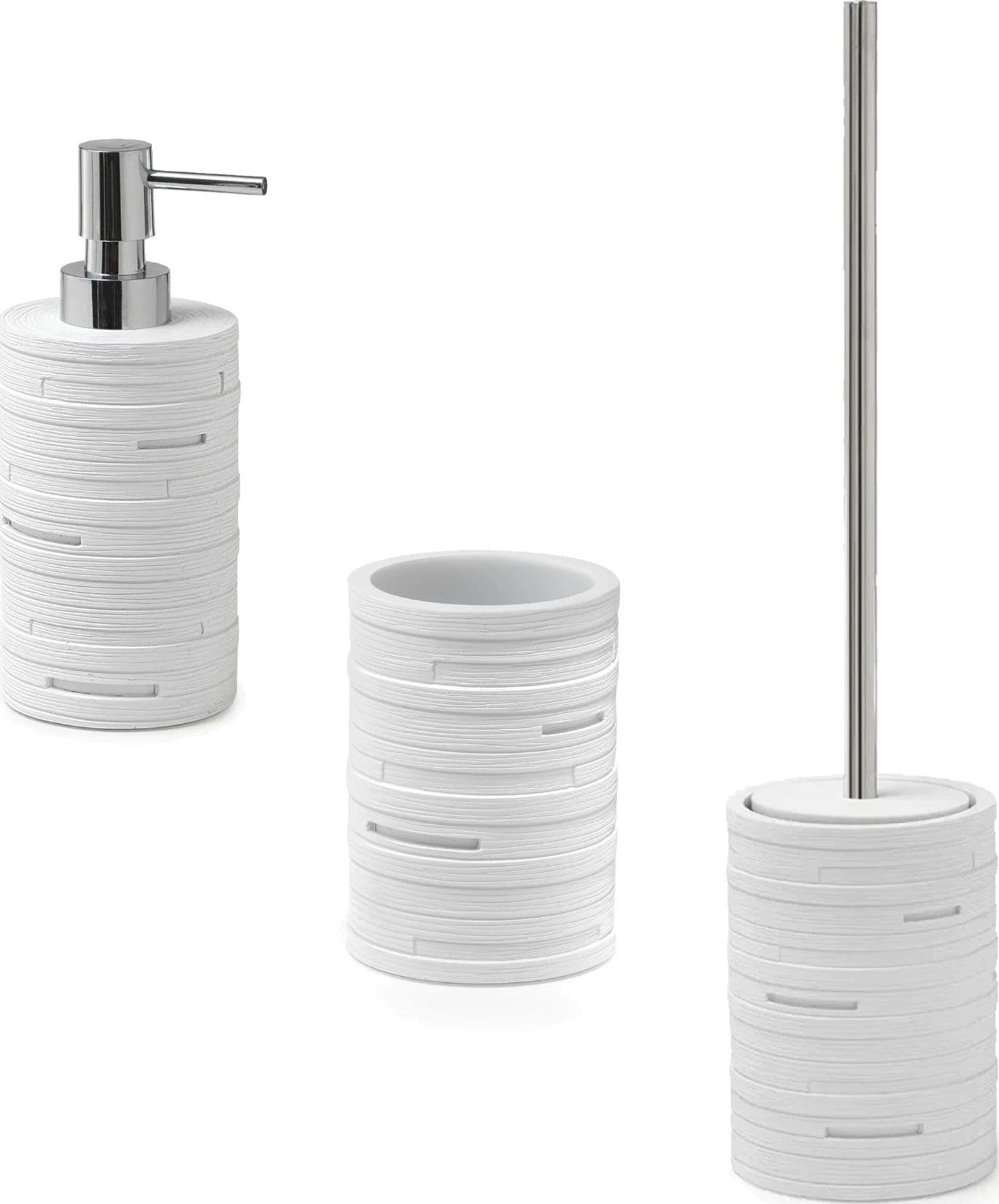 Set 3 Pezzi Dosasapone Porta spazzolini Scopino Effetto pietra Alin in Set di accessori per il bagno Mondialshop - Parabiago, commercioVirtuoso.it