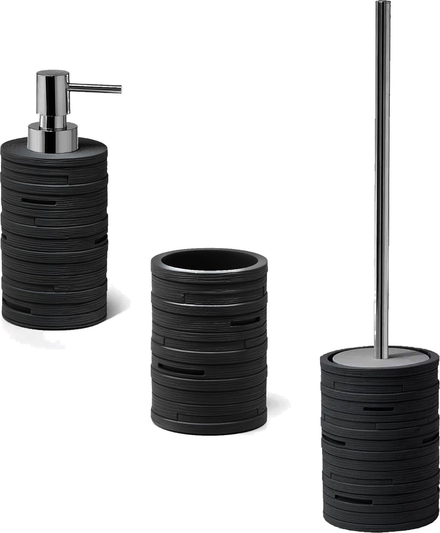 Set da bagno Alin in resina Nero- Design moderno (3 pz) in Set di accessori per il bagno Mondialshop - Parabiago, commercioVirtuoso.it