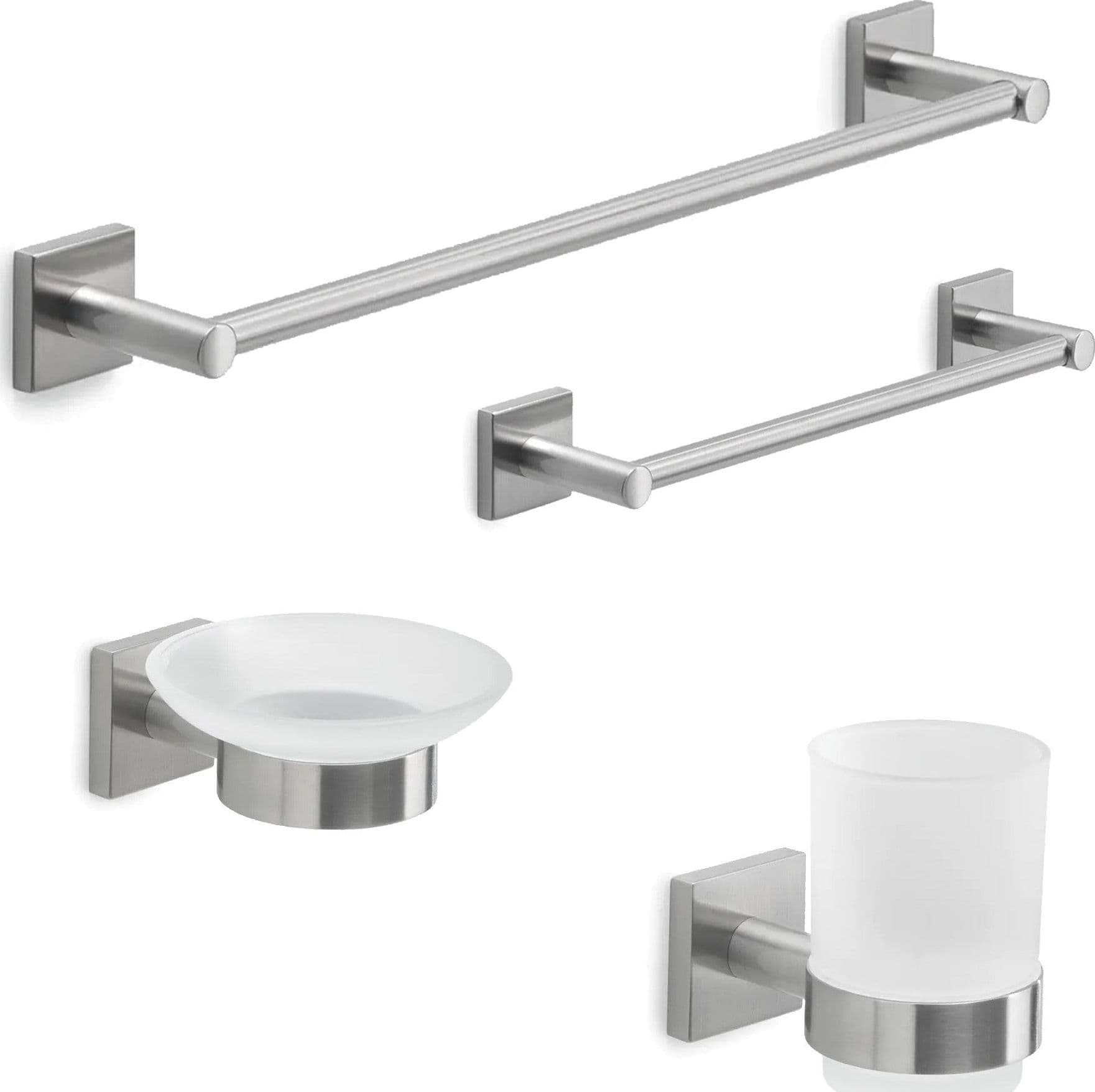 Set da bagno Fuji Inox Spazzolato 3pz - Da incollo o vite in Porta carta igienica Mondialshop - Parabiago, commercioVirtuoso.it