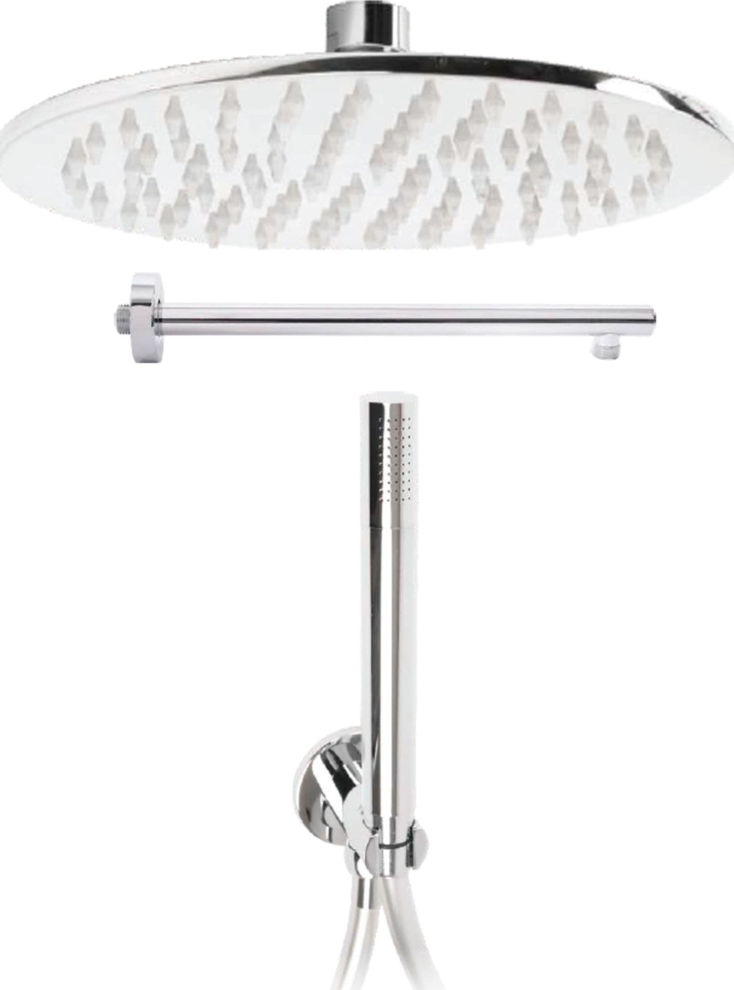 Kit doccia 5PZ Soffione 25 Presa Acqua Braccio Doccia Flex e Doccetta METAFORM in Docce fisse Mondialshop - Parabiago, commercioVirtuoso.it