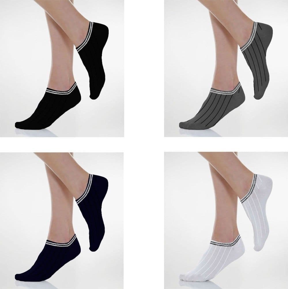 12-Paia-Di-Calzini-A-Collo-Basso-Da-Donna-Fantasmini-In-Cotone-Tinta-Unita-35-40