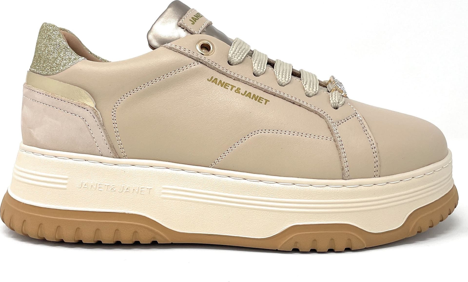 Janet & Janet sneakers donna in pelle beige J-422 in Sneaker casual Teresi Calzature - Marsala, commercioVirtuoso.it