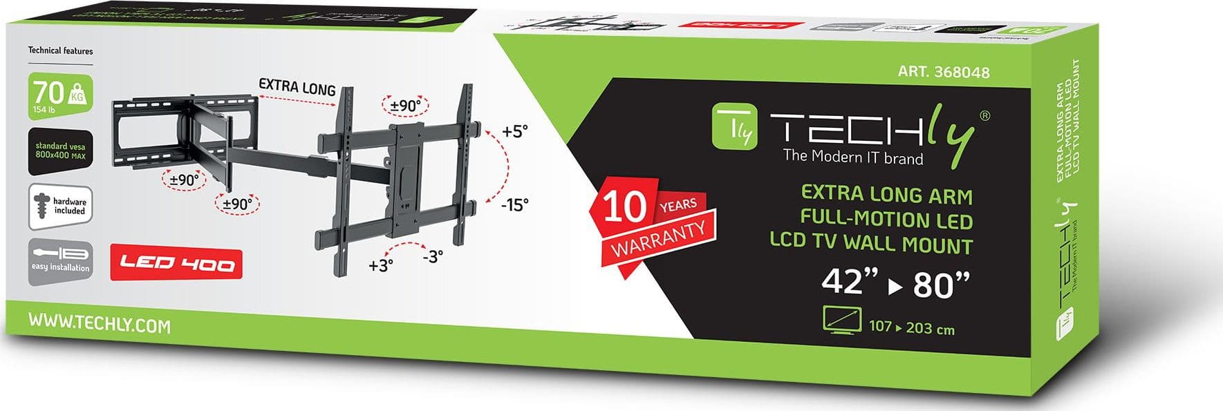 Supporto a Muro Extra Long Full Motion per TV 42-80''