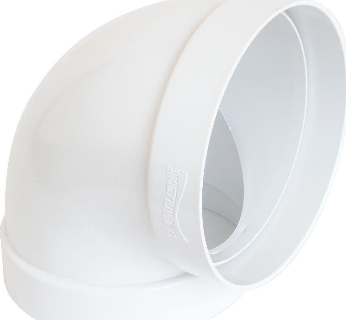 First 125mm a 90° curva semicurva gomito FF per tubi tondi aerazione cappa in Canalizzazioni Aloiserw.com - Altomonte, commercioVirtuoso.it