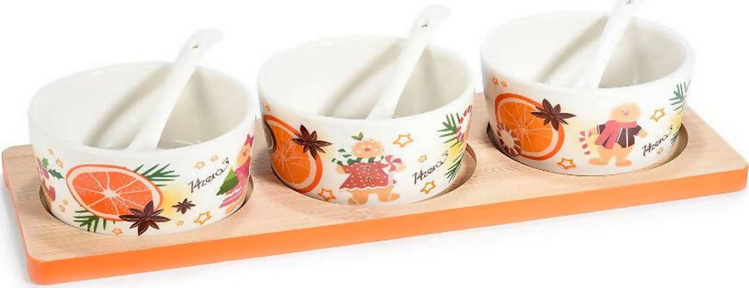 14zero3 Set Aperitivo Natalizio Con 3 Coppette In Ceramica Con Cucchiaino Su Vassoio In Legno Per Aperitivo E/o Porta Salse Casa e cucina/Decorazioni per interni/Addobbi e decorazioni per ricorrenze/Decorazioni natalizie/Oggettistica Sogno Shop - Assisi, Commerciovirtuoso.it