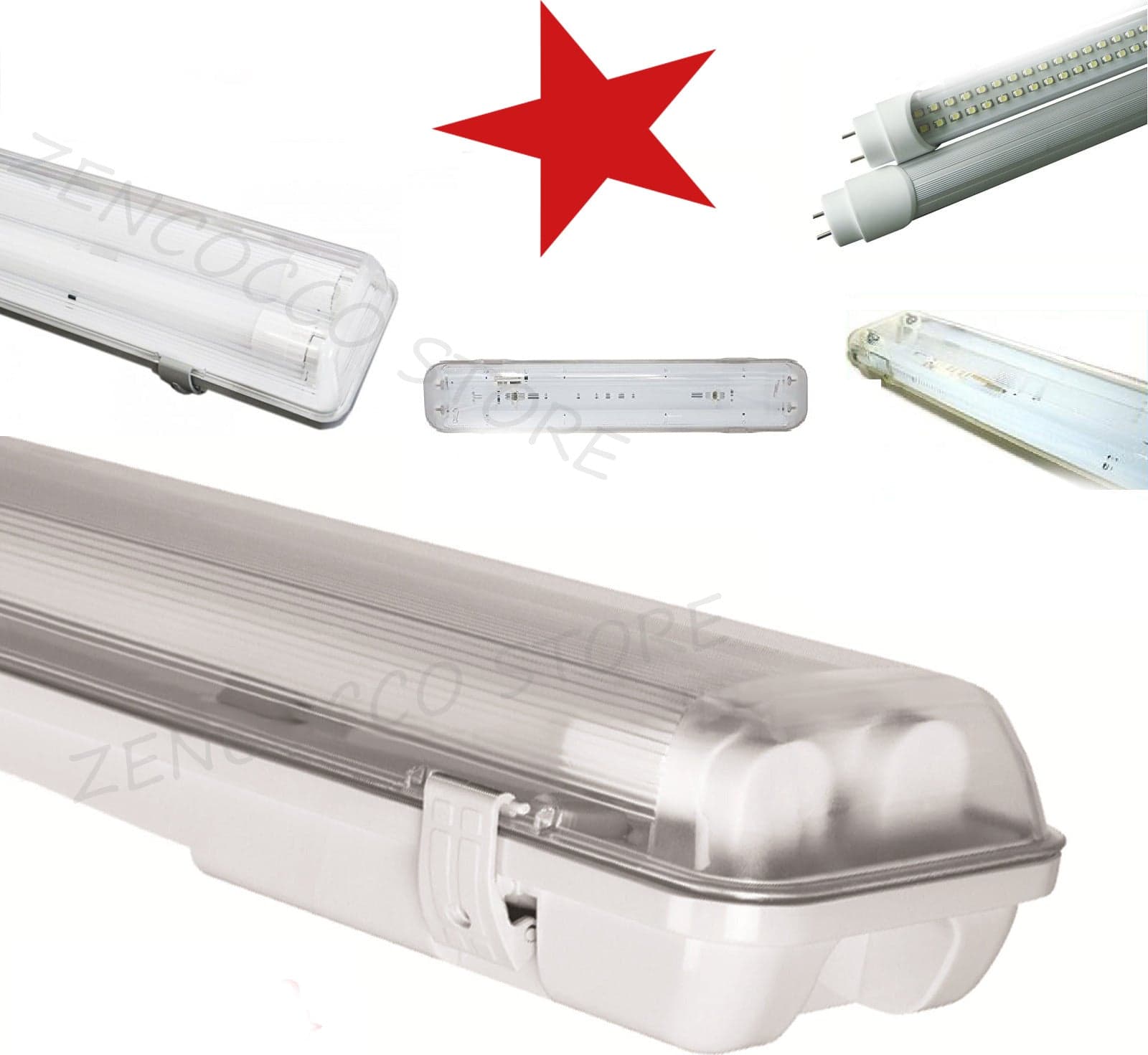 150 Cm Plafoniera Stagna IP65 Doppio Neon Led Tubo T8 220v Illuminazione/Illuminazione per interni/Lampadari lampade a sospensione e plafoniere/Plafoniere da ufficio Zencoccostore - Formia, Commerciovirtuoso.it