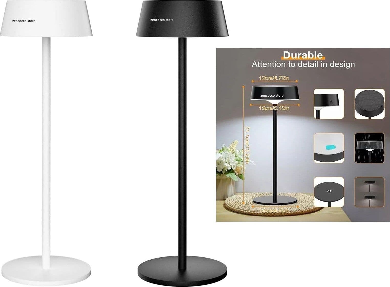 Lampada da tavolo con pannello solare Touch Switch Dimmerabile 3 colori luce RICARICABILE USB ip67 in Lampade da tavolo e abat-jour Zencoccostore - Formia, commercioVirtuoso.it