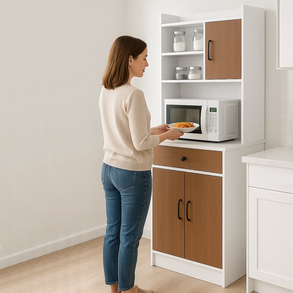 Armadio da Cucina Alto Credenza Multiuso Mobile Salvaspazio Bianco e Quercia in Mobili a colonna Esplodia - Napoli, commercioVirtuoso.it