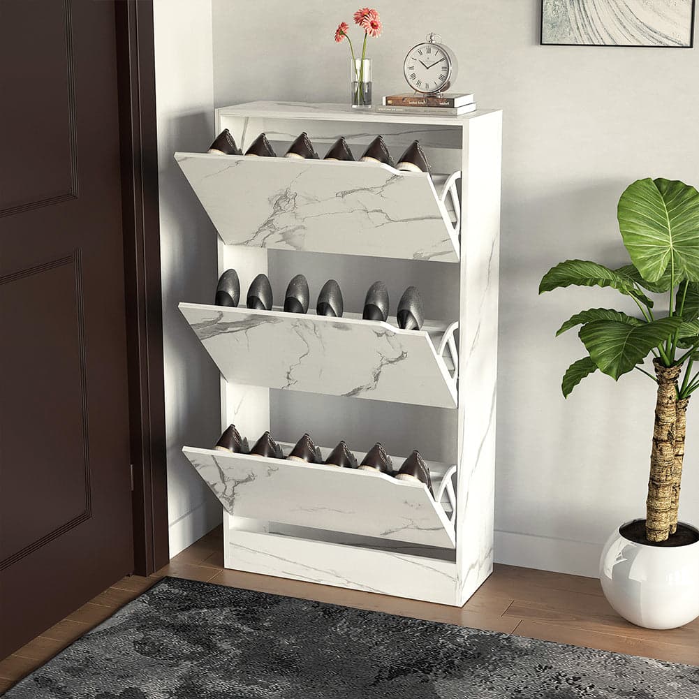 Scarpiera 3 Ante Ripiani Doppia Profondità Porta Scarpe Bianco Marmo 63x24x115cm in Scarpiere Esplodia - Napoli, commercioVirtuoso.it