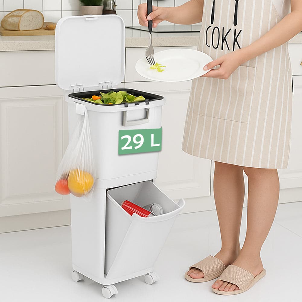 Pattumiera da Cucina Capacità Bidone 29L Secchio Ribaltabile Rifiuti Salvaspazio in Pattumiere da cucina Esplodia - Napoli, commercioVirtuoso.it