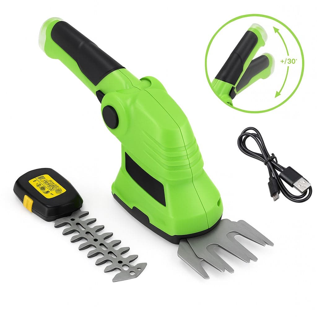 Cesoie Elettriche Ricaricabili USB Tagliaerba Tagliasiepi Doppia Lama Verde Nero in Tagliasiepi Danyx - Casoria, commercioVirtuoso.it