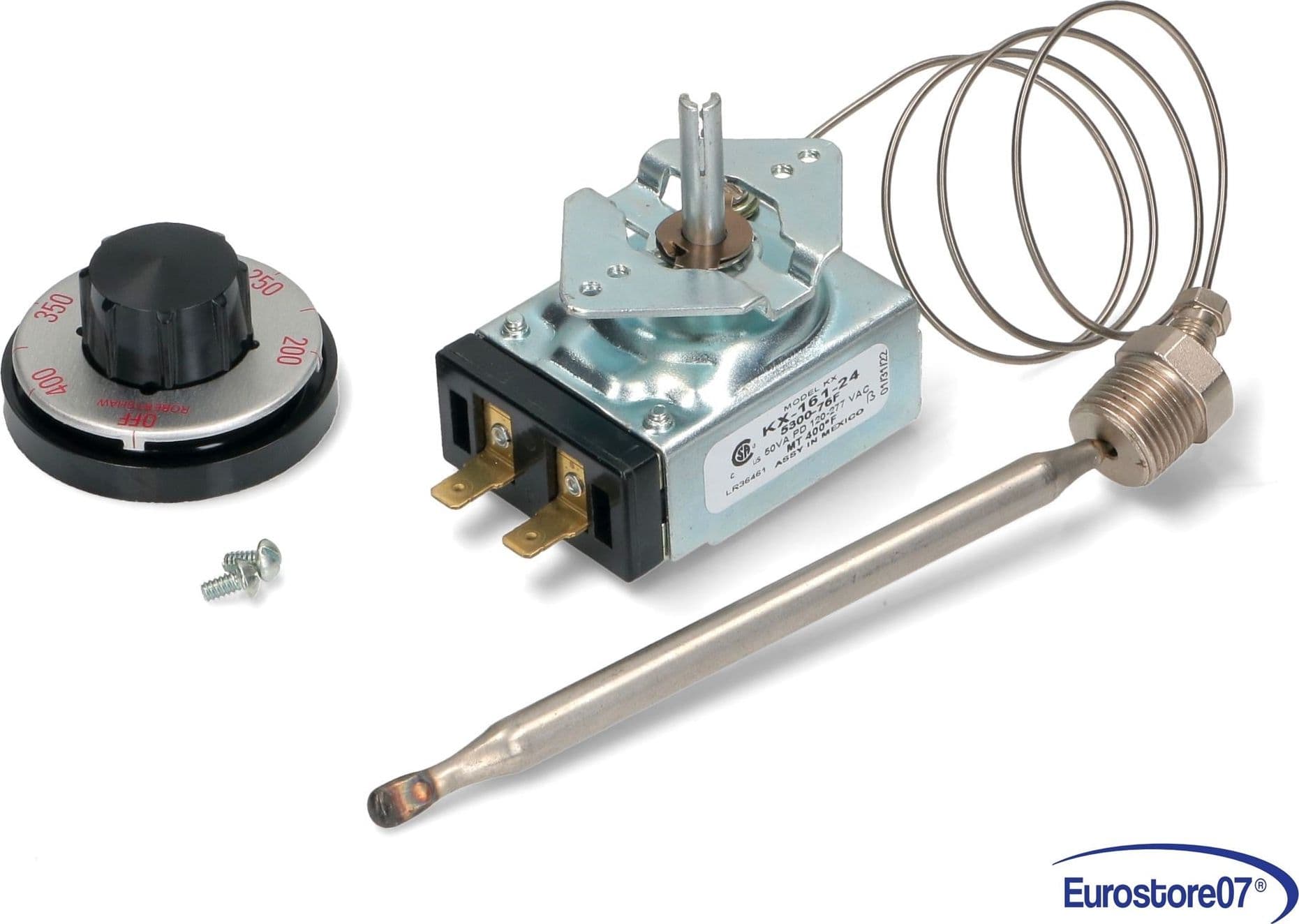 TERMOSTATO FRIGGITRICE 93°-204°C Monofase . Sonda: 130mm, Ø8mm. Capillare: 570