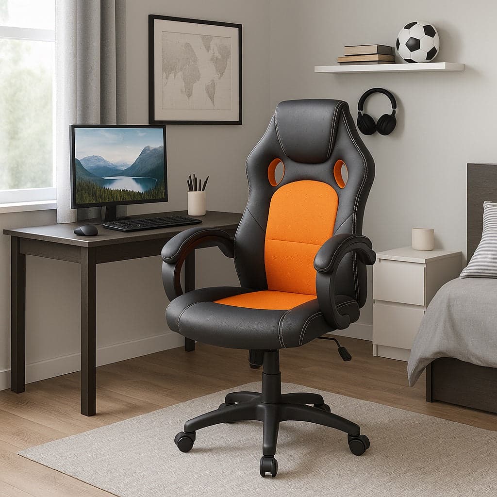 Sedia Poltrona Ufficio Direzionale Gaming Ergonomica Girevole in Ecopelle Nero Arancio in Sedie Gaming Danyx - Casoria, commercioVirtuoso.it