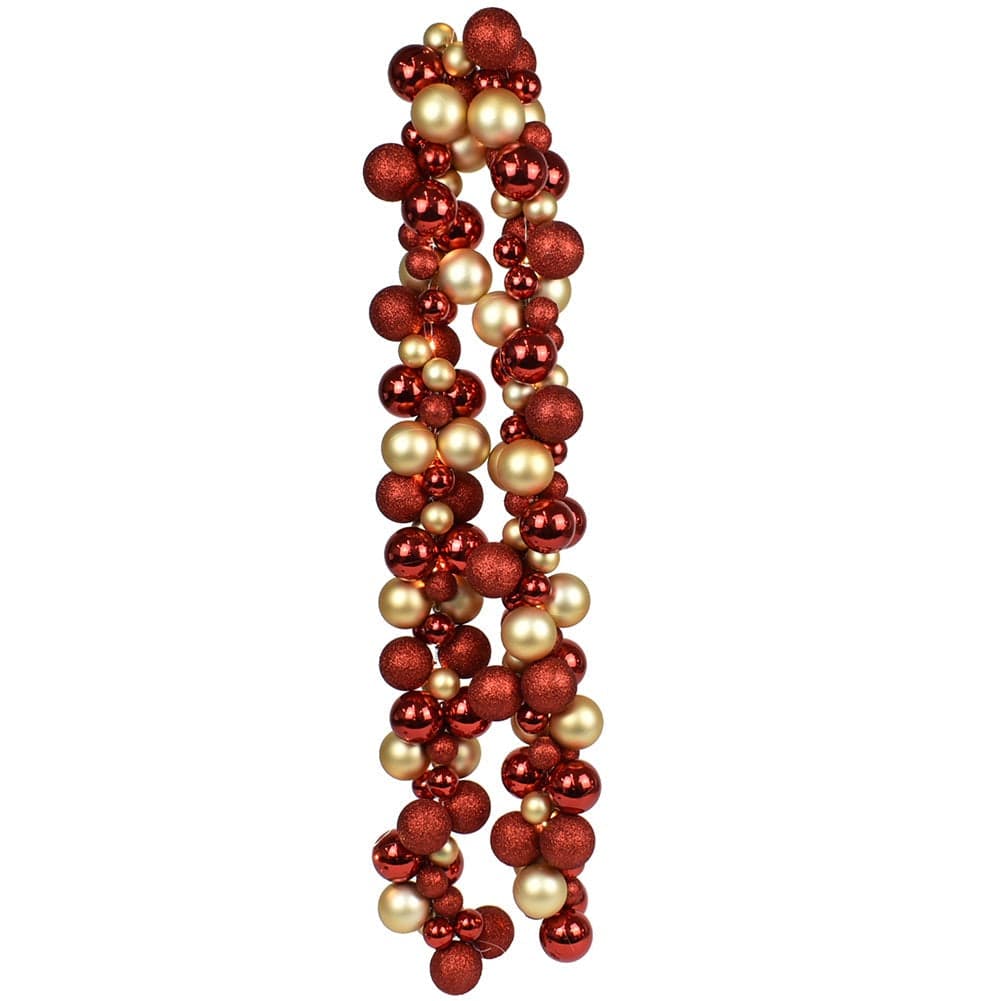 Ghirlanda Natalizia 180cm 142 Palline e Luci Led per Decorazioni Natalizie Rosso e Oro in Ghirlande e corone Danyx - Casoria, commercioVirtuoso.it