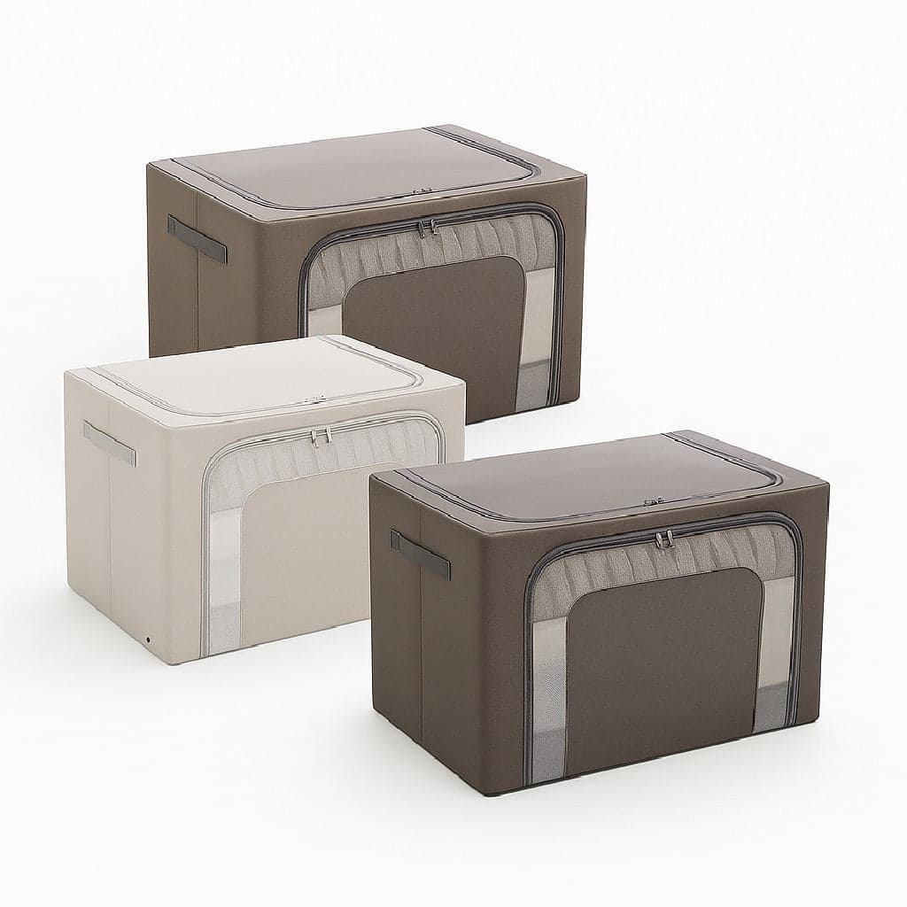 2 Scatole Pieghevoli per Armadio 40x30x20 con Struttura in Metallo e Tessuto Resistente in Contenitori sottoletto Danyx - Casoria, commercioVirtuoso.it