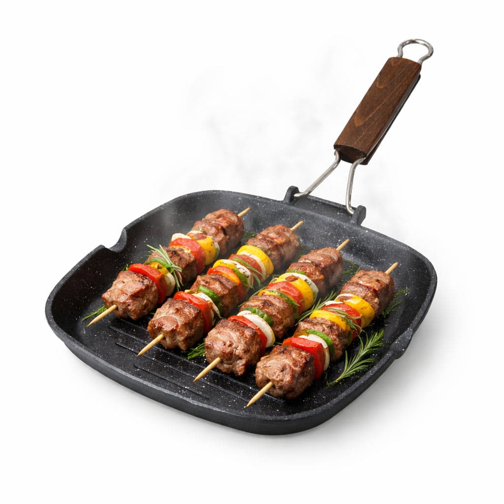 Bistecchiera 26x26 cm Antiaderente 5 Strati Pietra Manico Pieghevole Made in Italy in Padelle grill Danyx - Casoria, commercioVirtuoso.it