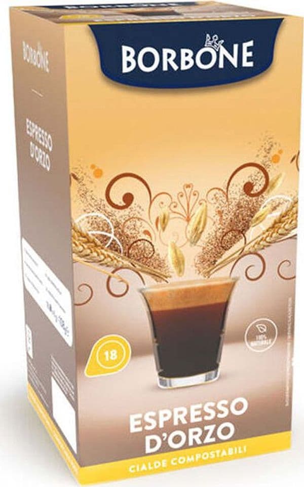 18-Cialde-Compostabili,-Espresso-d'Orzo,-ESE-44mm,-Caffè-Borbone