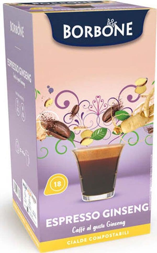 18-Cialde-Compostabili,-Espresso-Ginseng,-ESE-44mm,-Caffè-Borbone