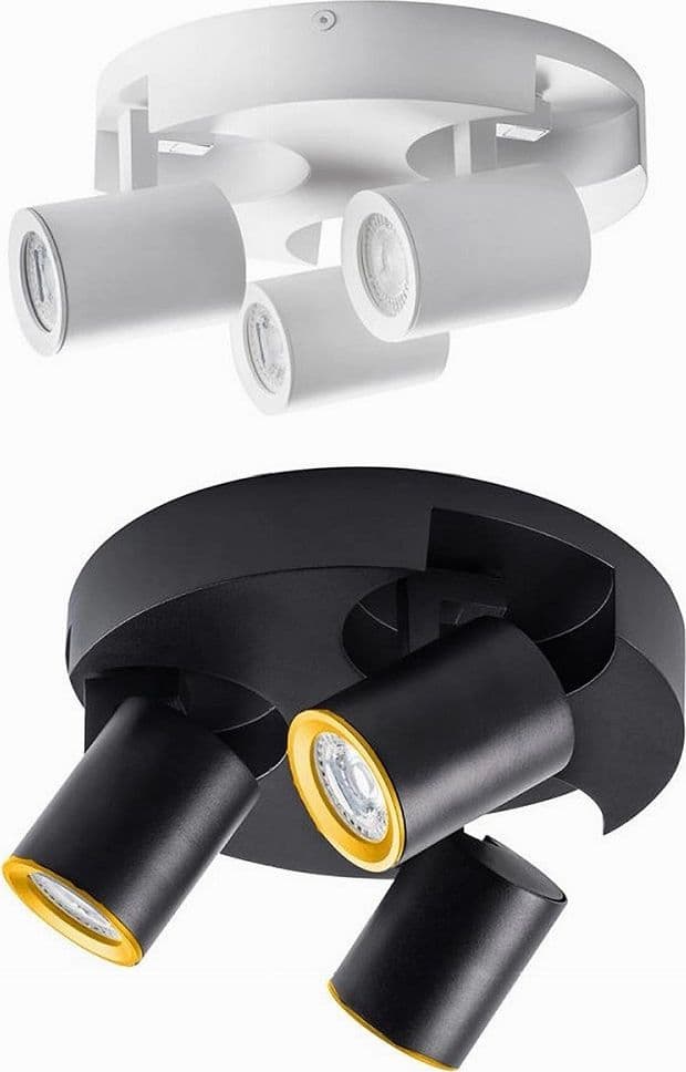 PLAFONIERA 3 DIFFUSORI ORIENTABILE SOFFITTO PARETE TONDA GU10 BIANCO NERO TH8804 in Plafoniere Trade Shop italia - Napoli, commercioVirtuoso.it