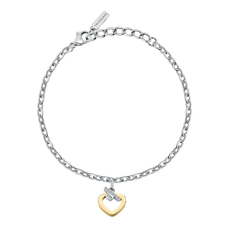 Bracciale TRUSSARDI donna T-Logo acciaio / cuore dorato in Bracciali Web Time Orologi - Milano, commercioVirtuoso.it