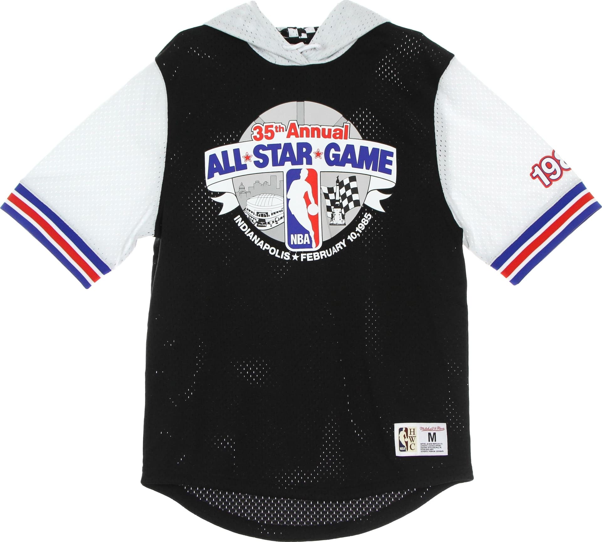 MITCHELL & NESS Felpa Leggera Cappuccio Manica Corta Uomo Nba Mesh Fashion Hoodie Hardwood Classics All Star Game 1985 Black/black/silver da uomo in Felpe con cappuccio e felpe Drestige - Casamassima, commercioVirtuoso.it